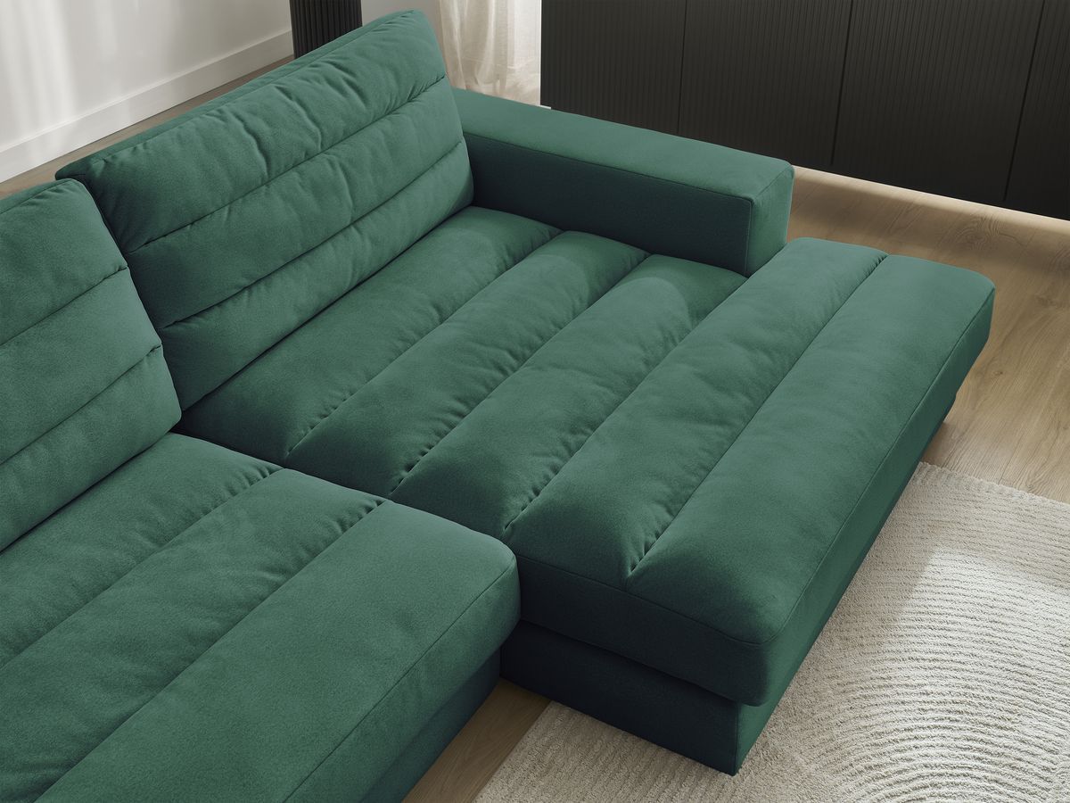 Bobochic Sierra Ecksofa Samt Dunkelgrün Ecke rechts