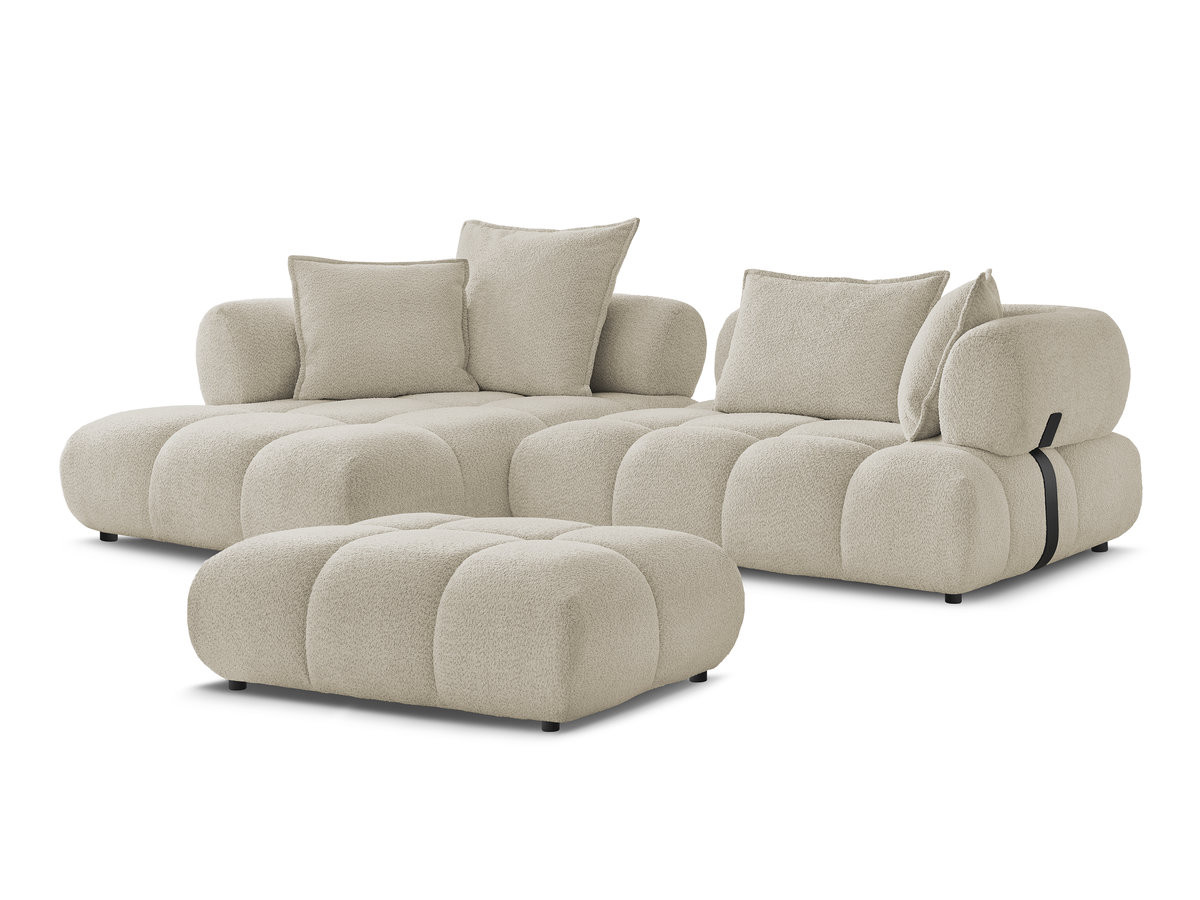 Bobochic Alya Ecksofa mit Pouf Bouclé-Stoff Beige Ecke links