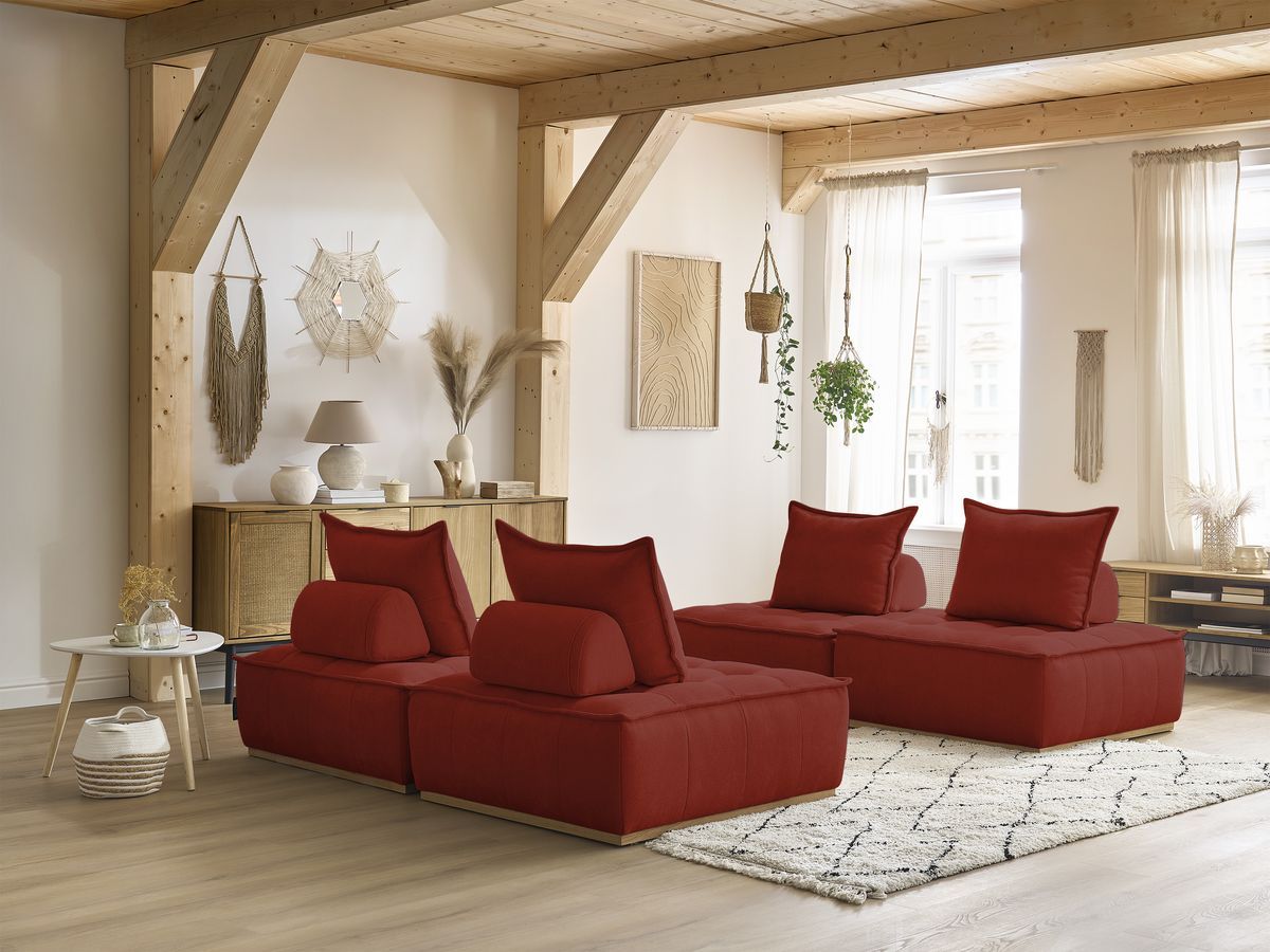 Bobochic Elisa Sofa 4-Sitzer Strukturstoff Orange