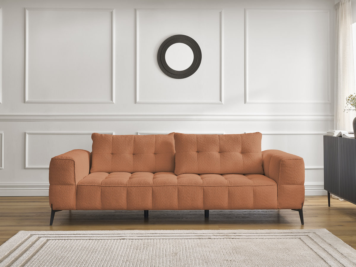 Bobochic Anis Sofa 3-Sitzer Bouclé-Stoff Orange