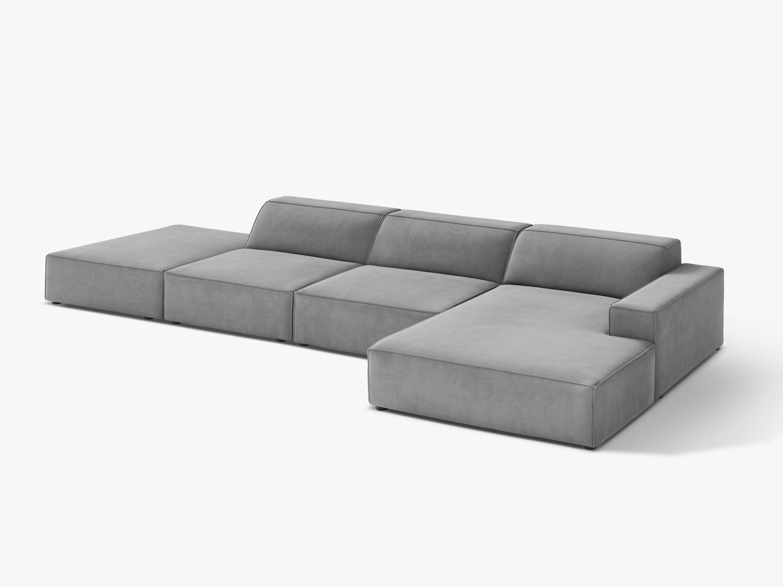 Micadoni Ecksofa Jodie 5-Sitzer Samt Venus Hellgrau Rechts