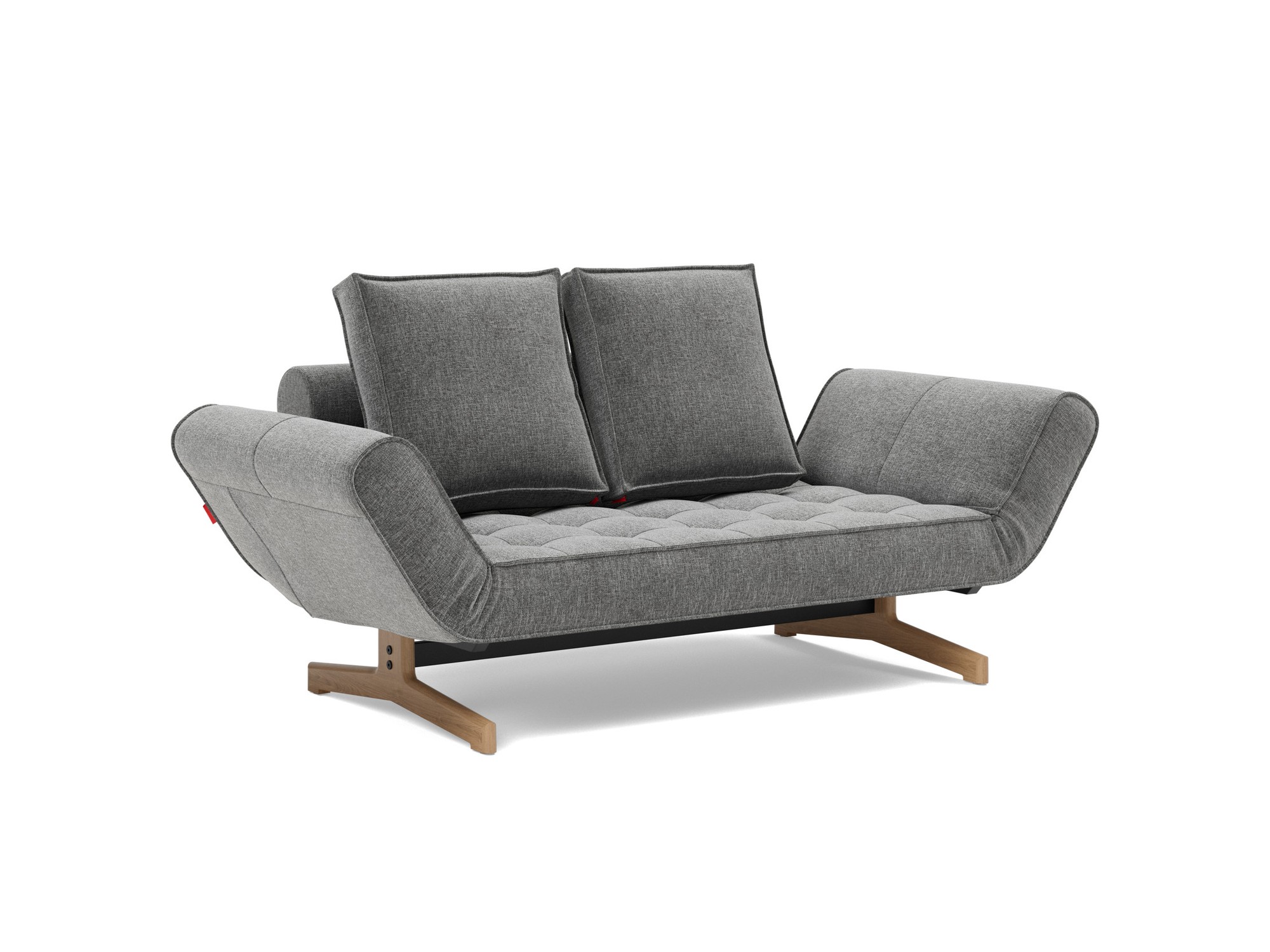 Tagesbett Ghia Strukturierter Stoff Twist 563-Charcoal Beine Eiche