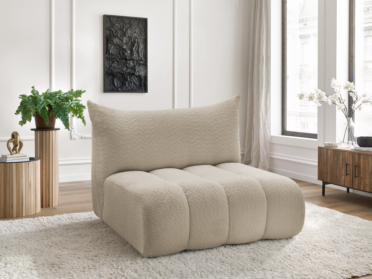 Bobochic Azra Sofamodul 2-Sitzer 120 × 112 cm Bouclé-Stoff Beige