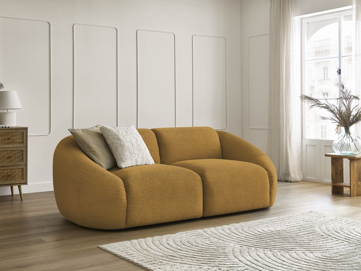 Bobochic Tina Sofa 2-Sitzer Cordsamt Gelb