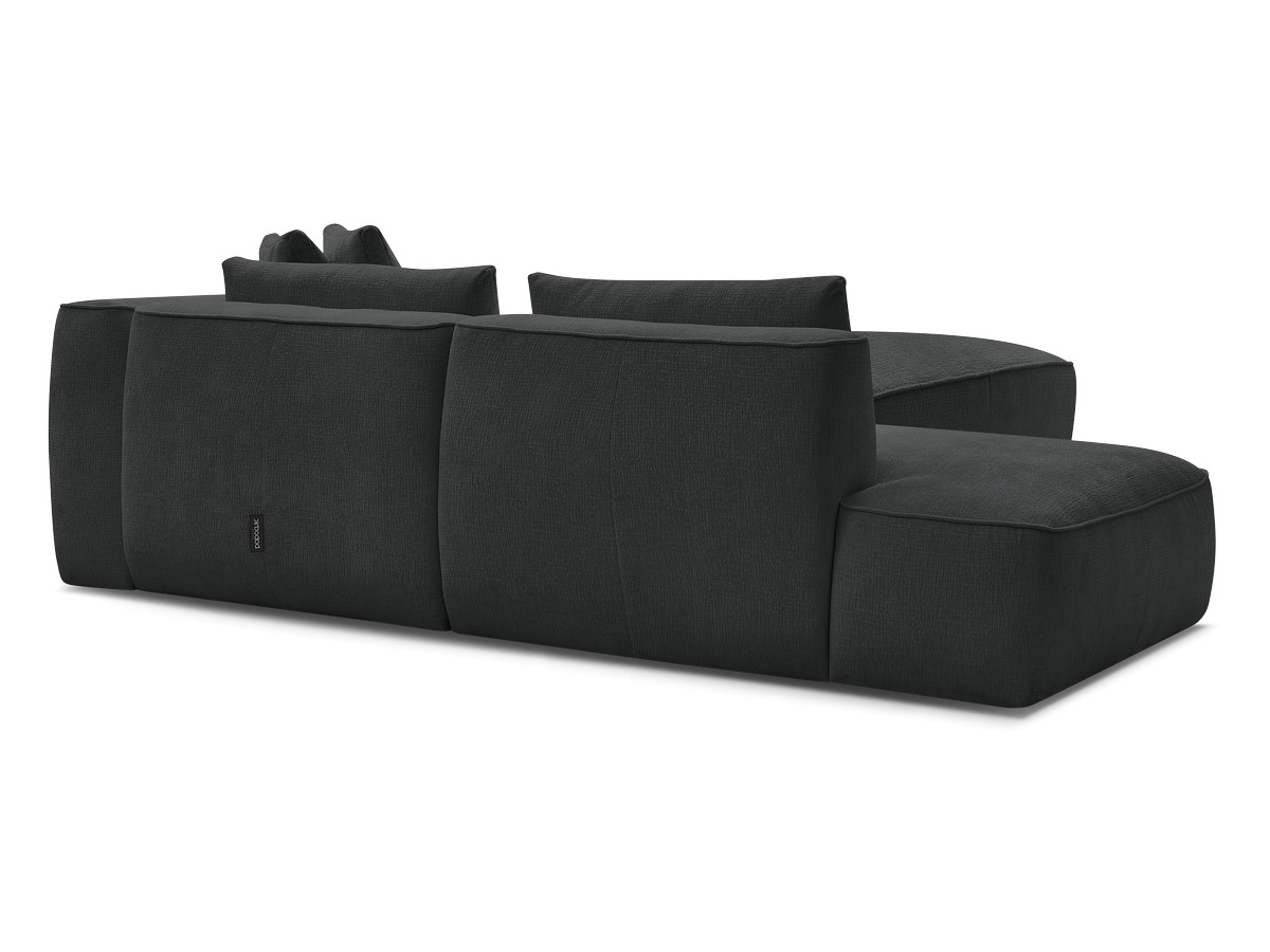 Bobochic Leopold Sofa 4-Sitzer mit Pouf Strukturstoff Schwarz Armlehne rechts