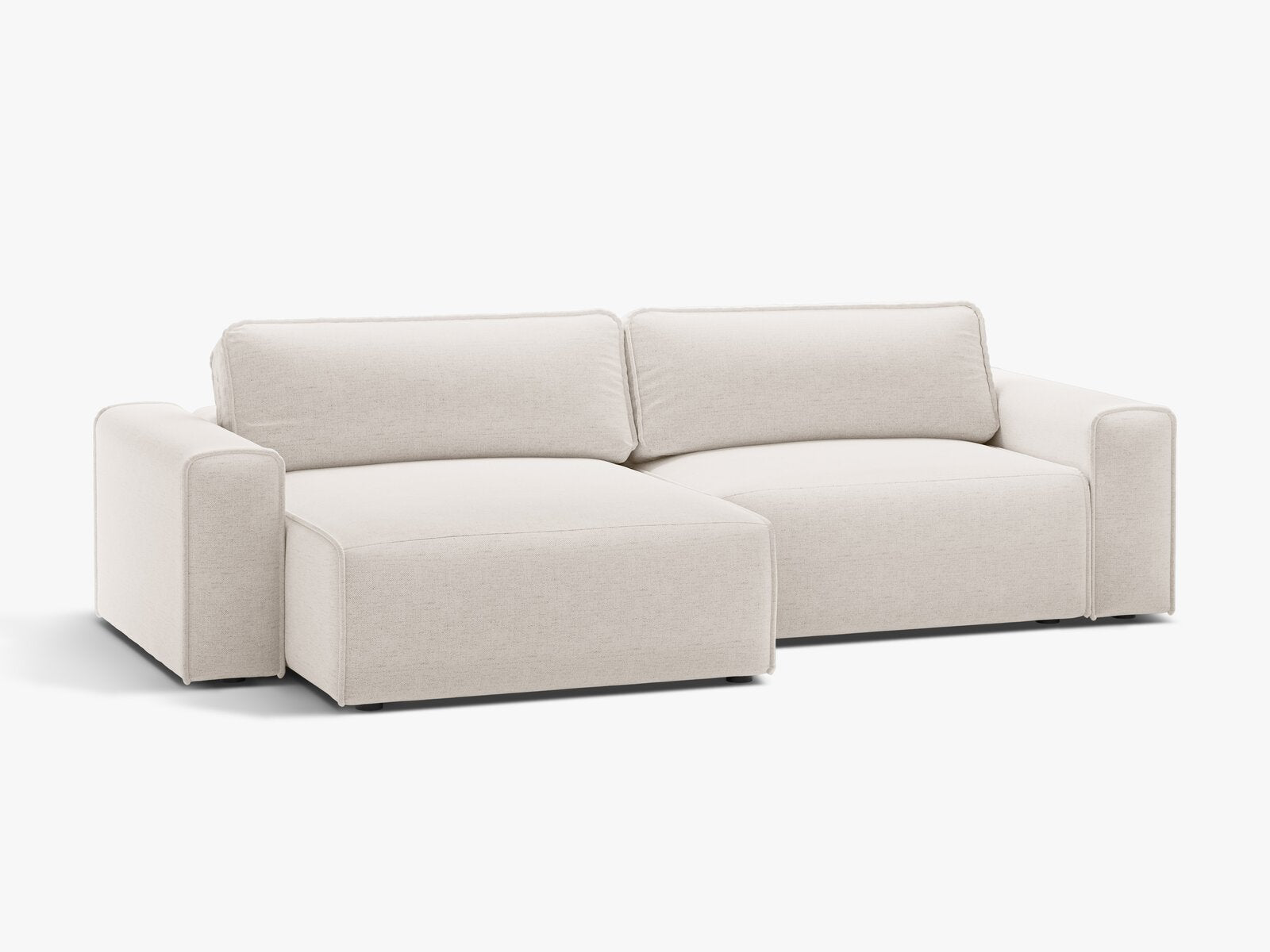 Micadoni Ecksofa Victor 3-Sitzer mit Schlaffunktion Links Strukturierter Stoff Helles Beige