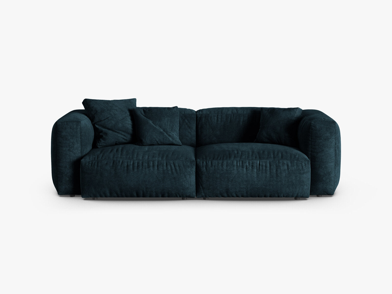 Micadoni Sofa Martina 3-Sitzer 90cm Sitztiefe Samt Vogue Dunkel Petrol