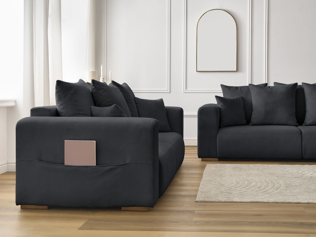 Bobochic Sidonie Sofa 5-Sitzer Cordsamt Schwarz