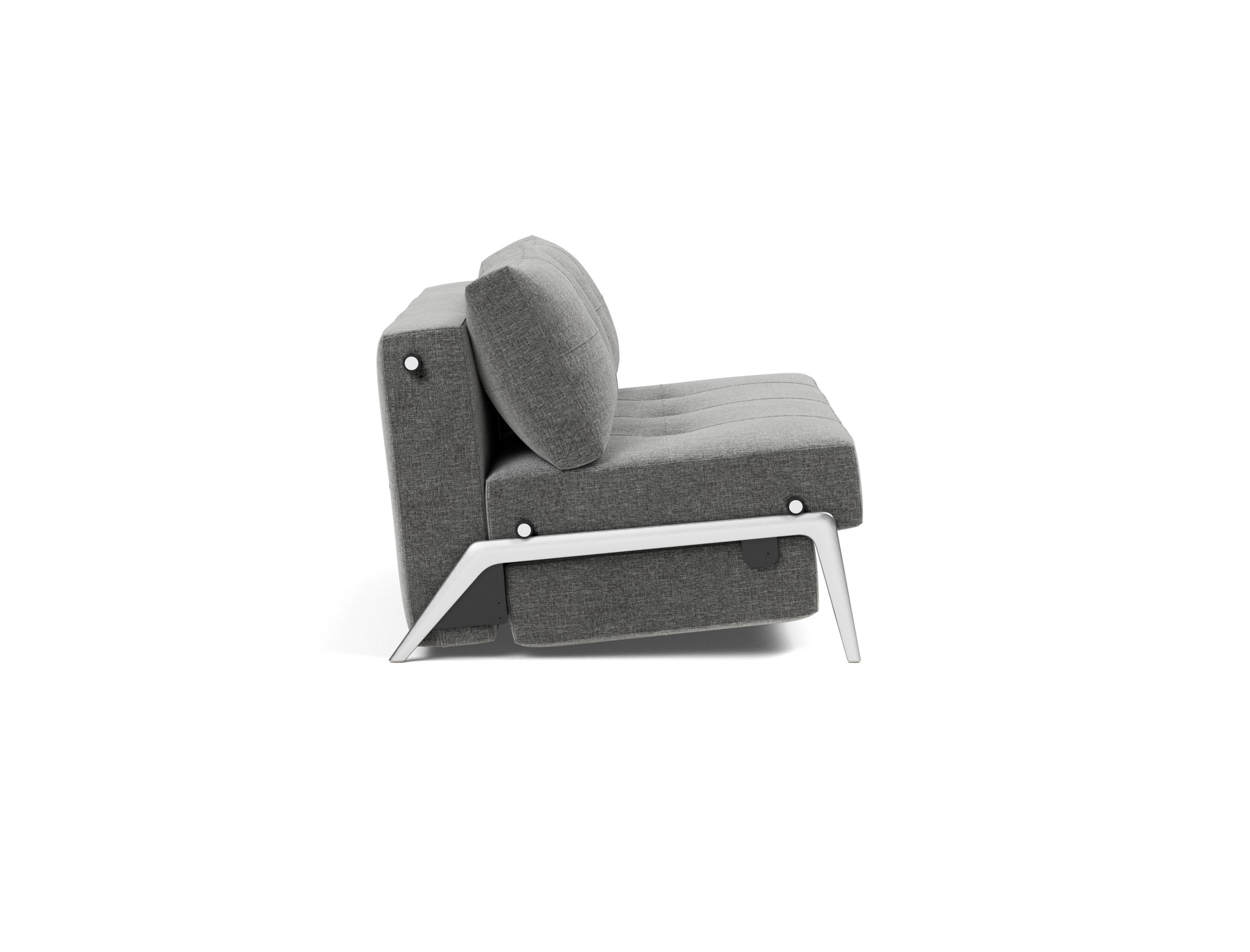 Schlafsofa Cubed 140 Strukturierter Stoff Twist 563-Charcoal Beine Aluminium