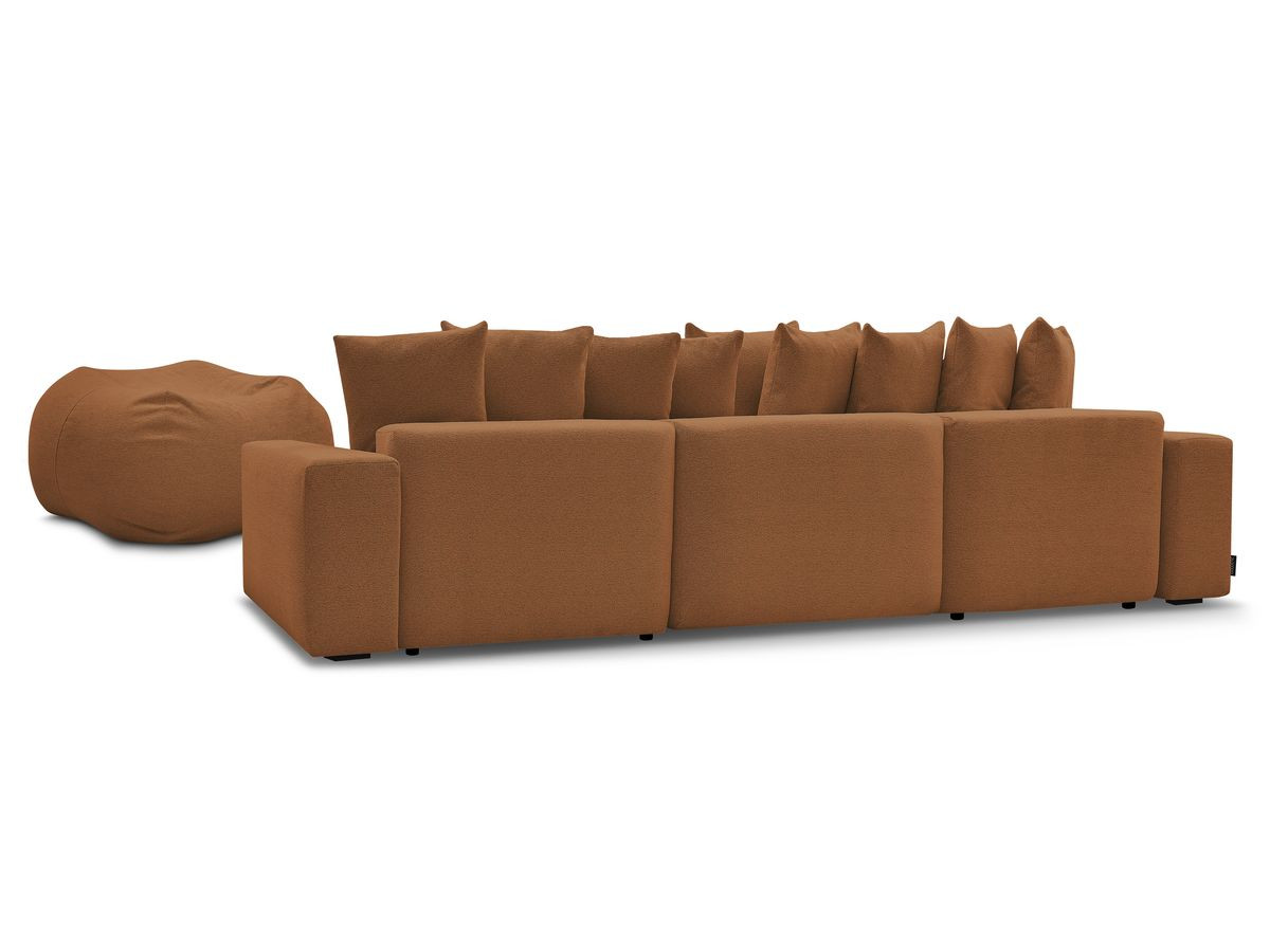 Bobochic Voltaire Wohnlandschaft mit Pouf 420 × 174 cm Melange-Stoff Orange