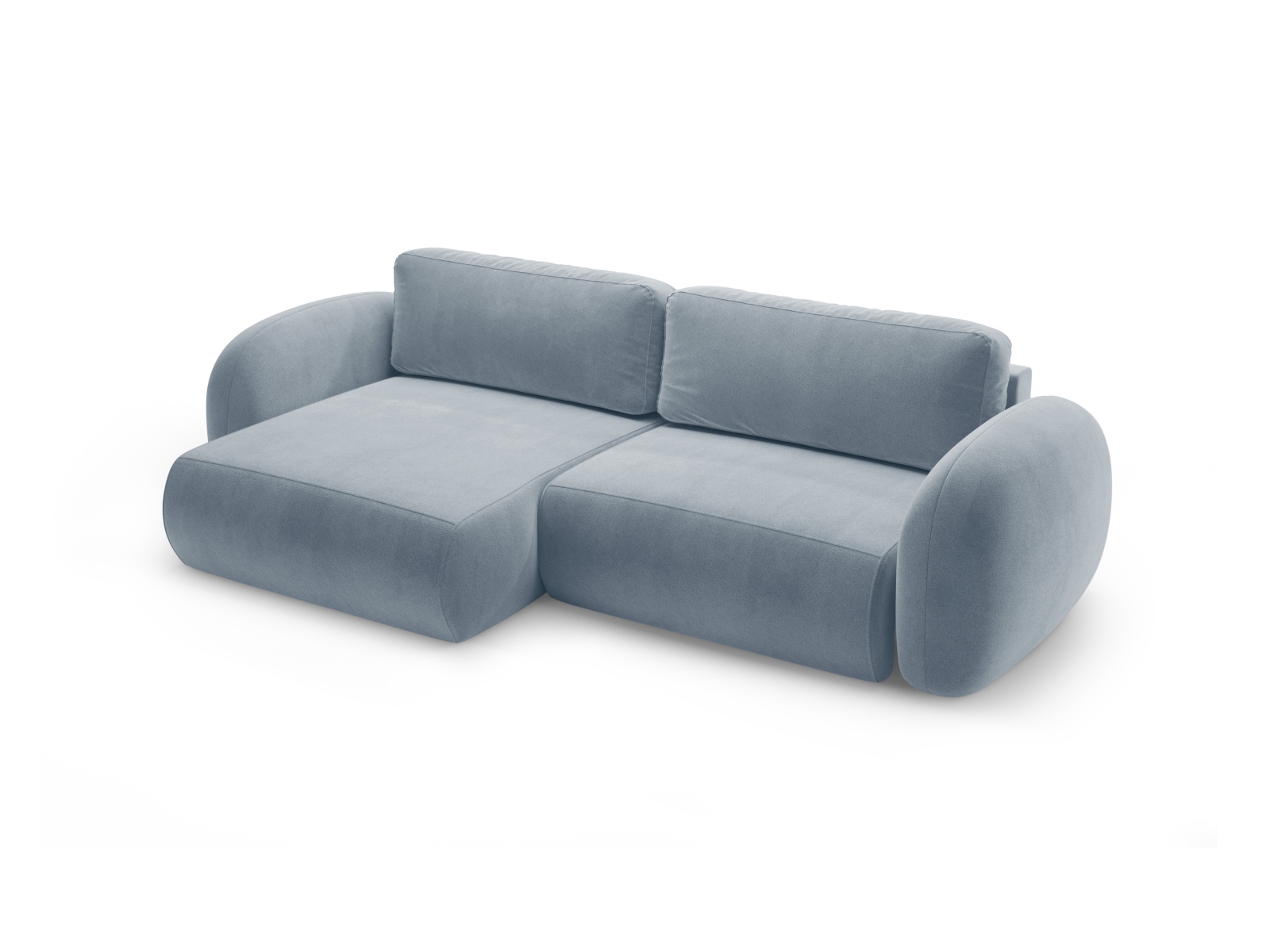 Cosmopolitan Design Wendbares Ecksofa Tonale 4-Sitzer mit Schlaffunktion und Bettkasten Samt Magic Velvet Blaugrau
