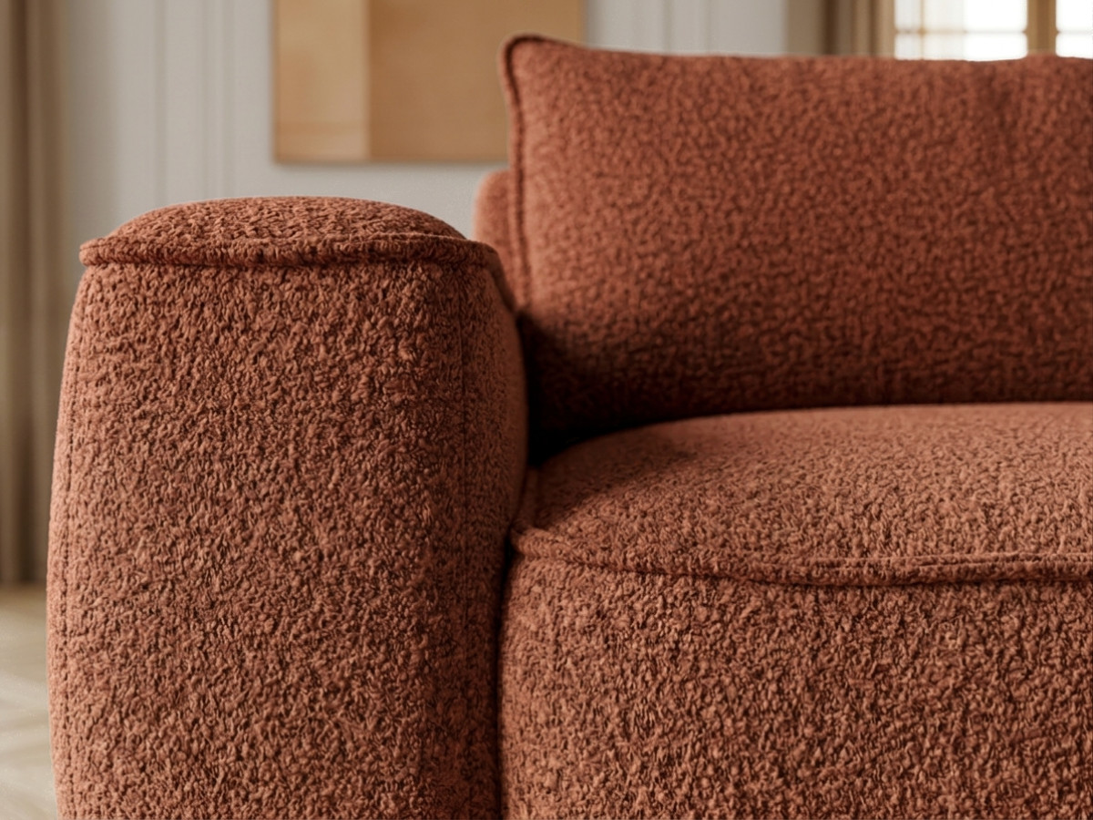 Bobochic Honore Ecksofa mit Schlaffunktion und Bettkasten Chenille Orange