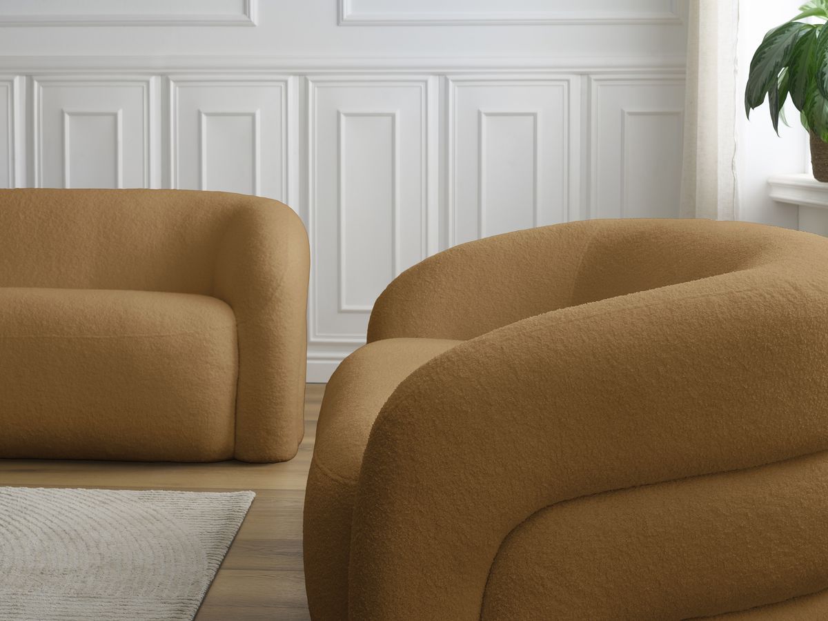 Bobochic Elina Sofa 5-Sitzer Bouclé-Stoff Gelb