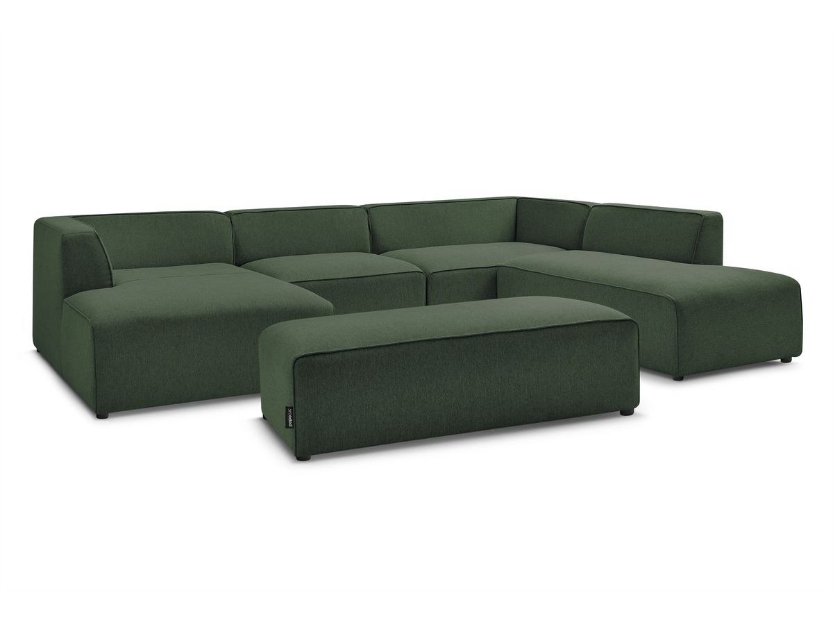 Bobochic Megeve Wohnlandschaft mit Pouf Melange-Stoff Grün Ecke links