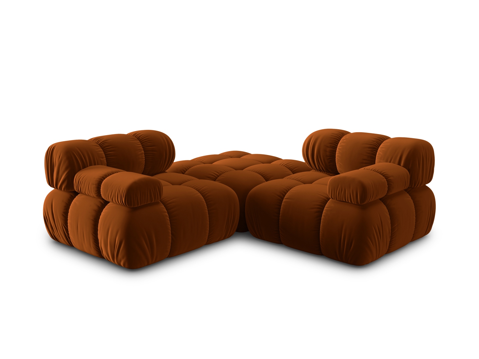 Micadoni Modulares Sofa Bellis 3-Sitzer mit flachem Modul Samt Bluvel Terrakotta