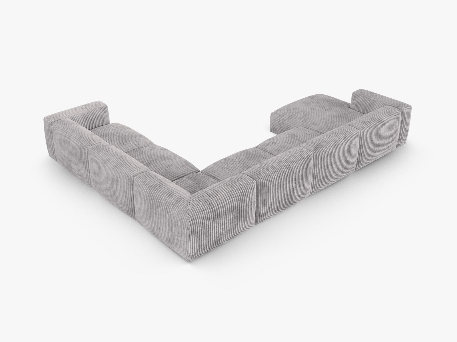 Micadoni modulares Ecksofa XL Martina 6-Sitzer 90cm Sitztiefe Rechts Kord Tilia Hellgrau