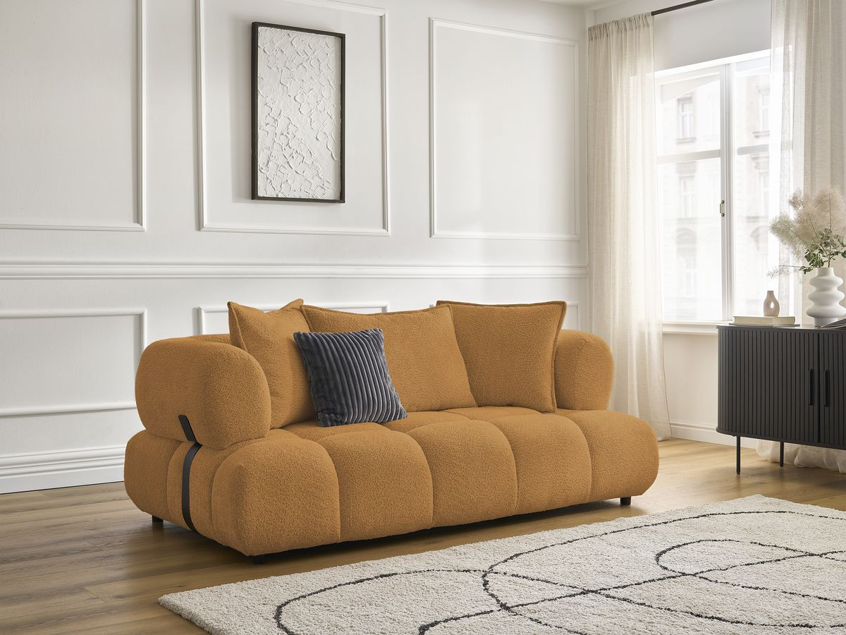 Bobochic Alya Sofa 2-Sitzer Bouclé-Stoff Gelb
