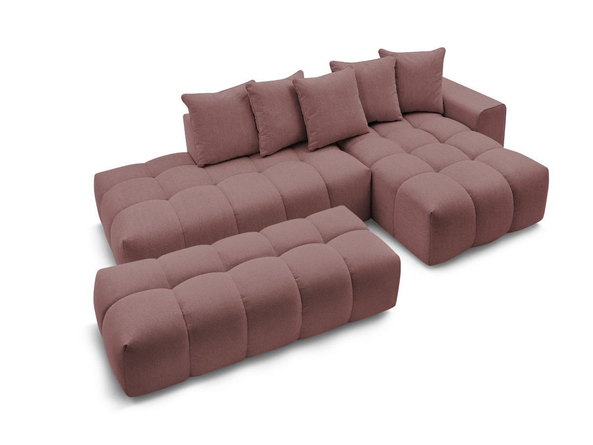 Bobochic Mont-blanc Ecksofa mit Pouf Melange-Stoff Rosa Ecke rechts