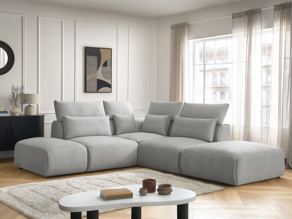Bobochic Jana Ecksofa Samt Hellgrau