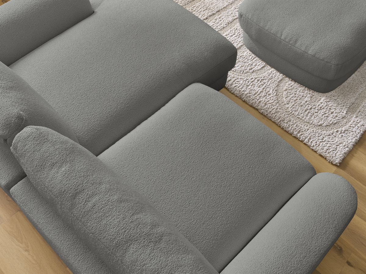 Bobochic Leonore Ecksofa mit Pouf Bouclé-Stoff Dunkelgrau Ecke rechts