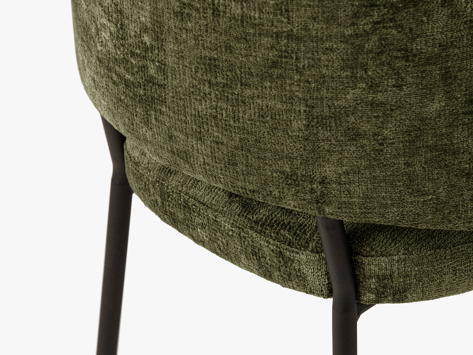 Micadoni Stuhl Dora Chenille Perfect Harmony Grün Metall Schwarz