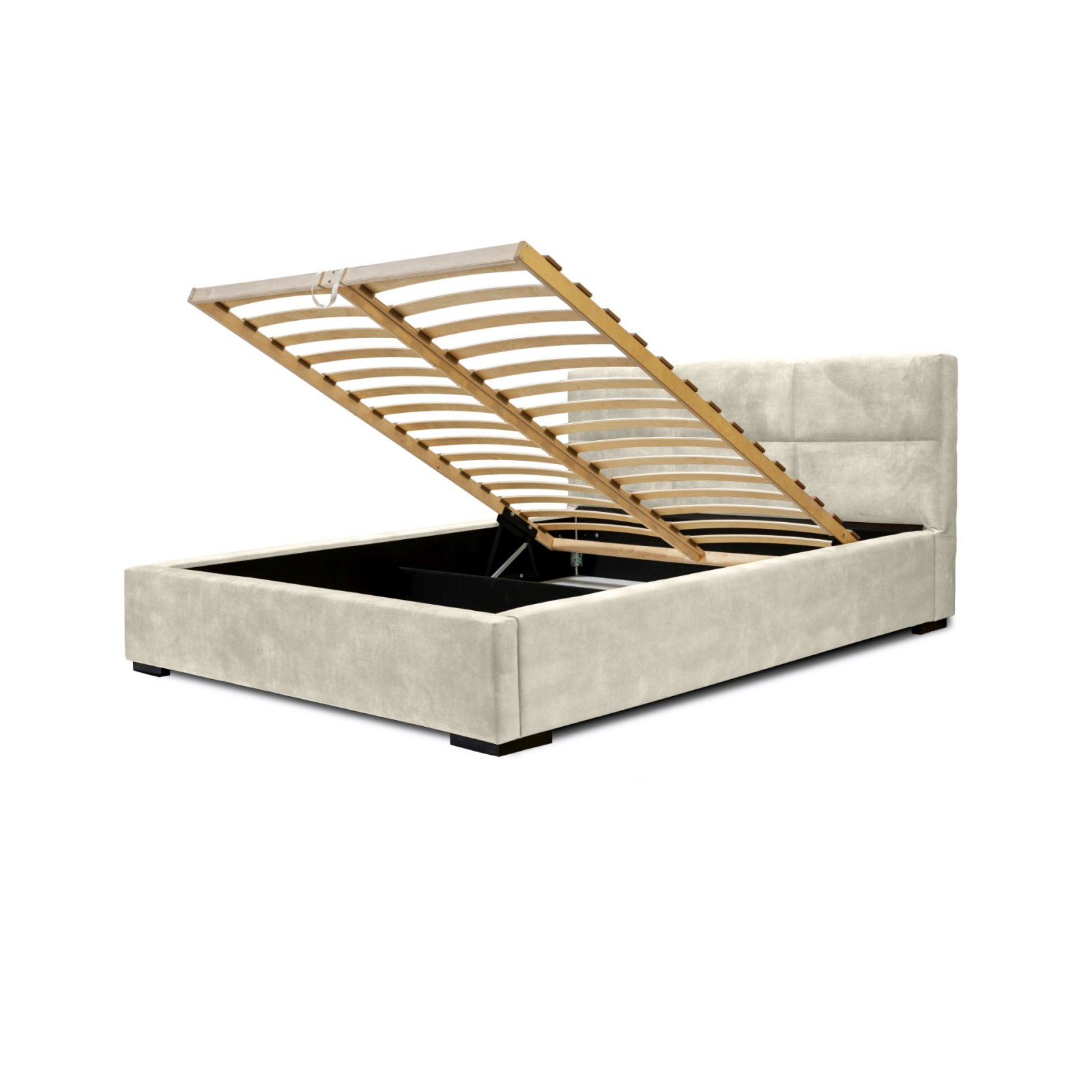 Polsterbett Portoza Samtstoff 160x200 mit Holzrahmen Macau Sand
