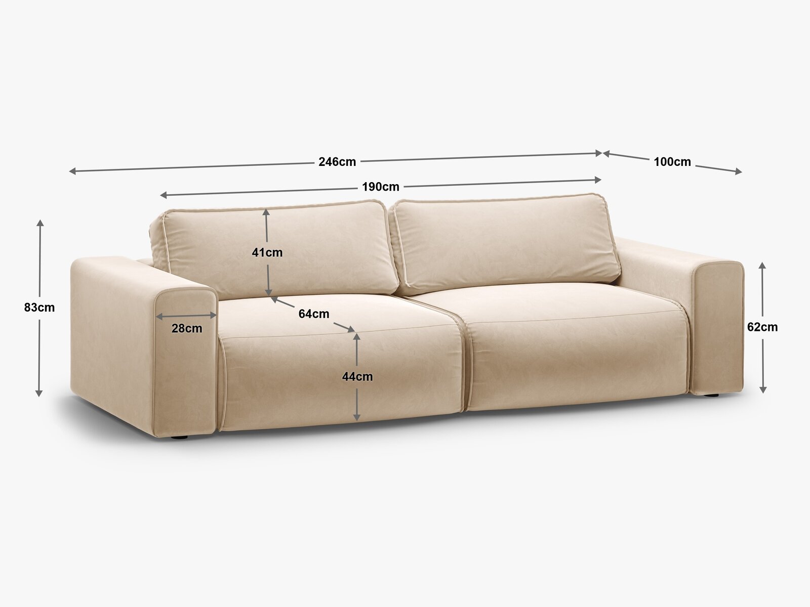 Micadoni Sofa Victor 3-Sitzer mit Schlaffunktion Strukturierter Stoff Hellgrau