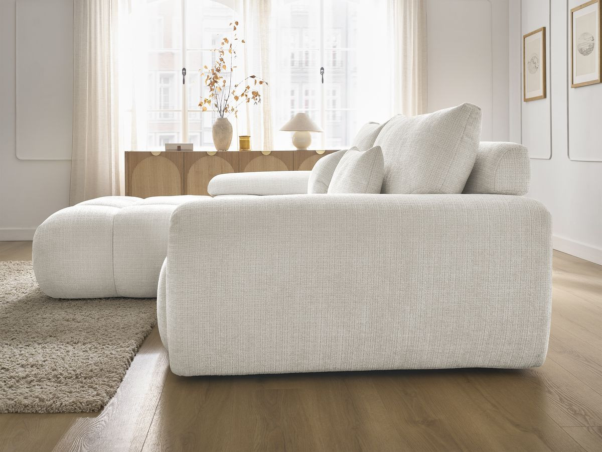 Bobochic Ivane Ecksofa Strukturstoff Weiß Ecke links