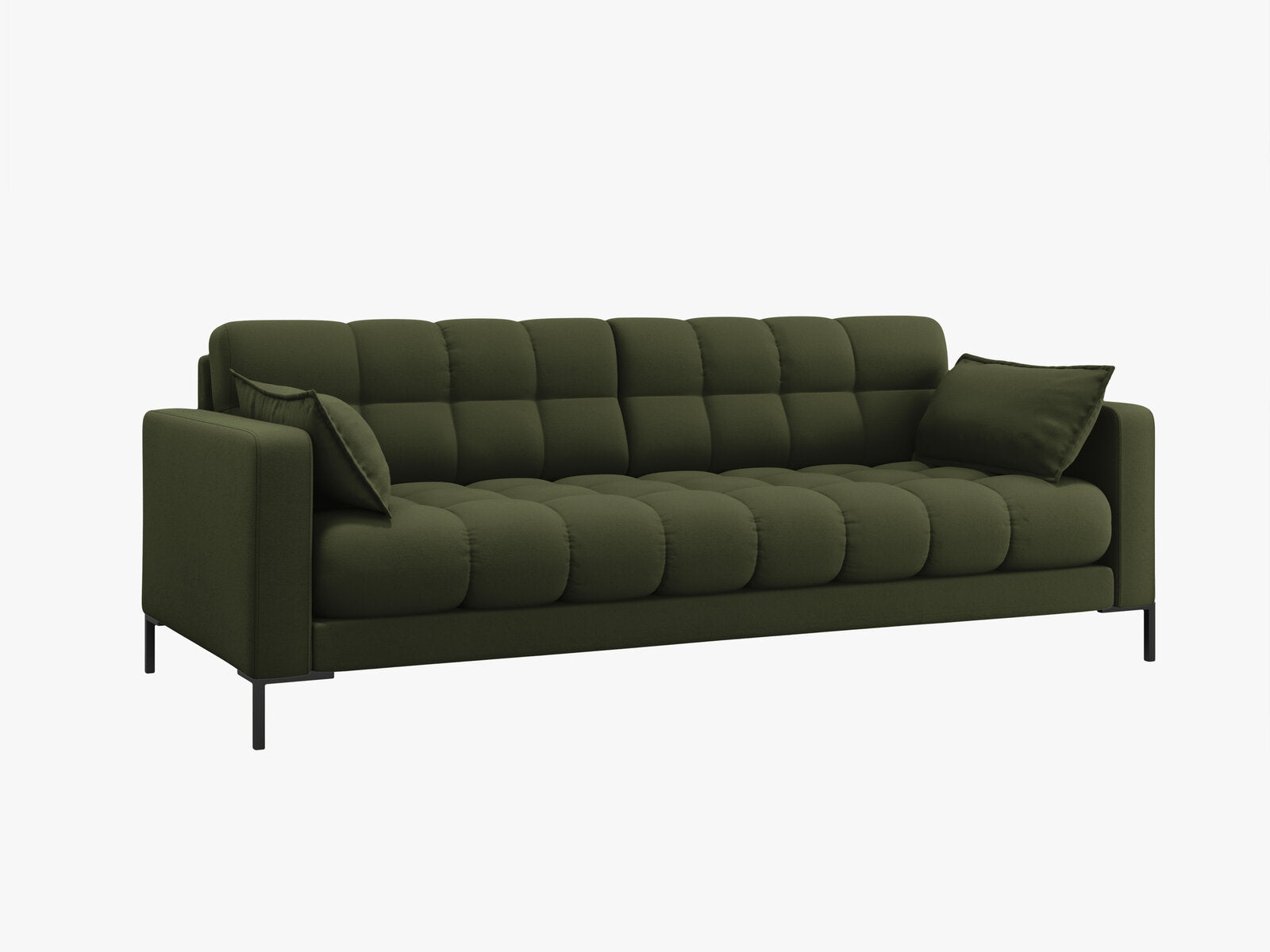 Micadoni Sofa Mamaia 4-Sitzer Strukturierter Stoff Neve Grün schwarze Beine