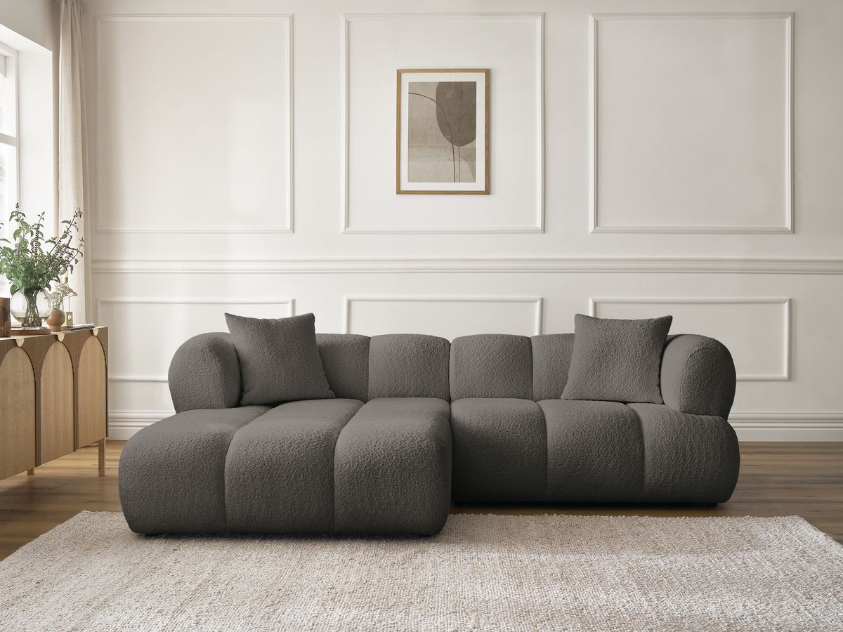 Bobochic Pamira Ecksofa Bouclé-Stoff Braun Ecke links