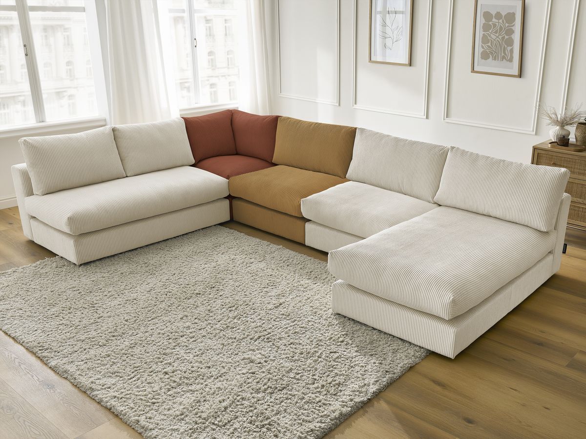Bobochic Paris Ecksofa Cordsamt Mehrfarbig