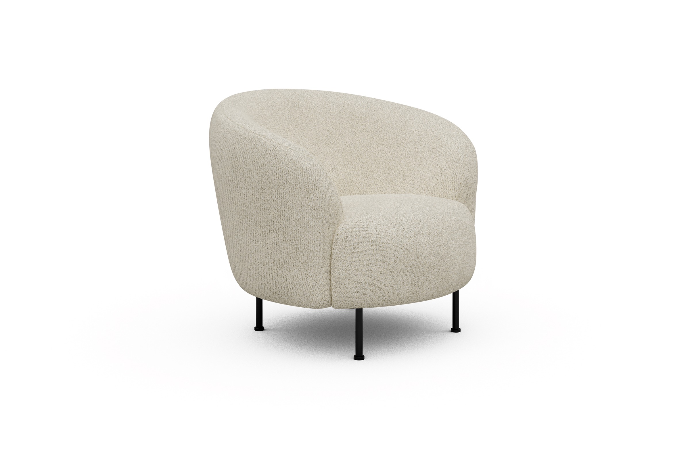 Sessel Ronda Metallbeine Schwarz Boucle-Off-White