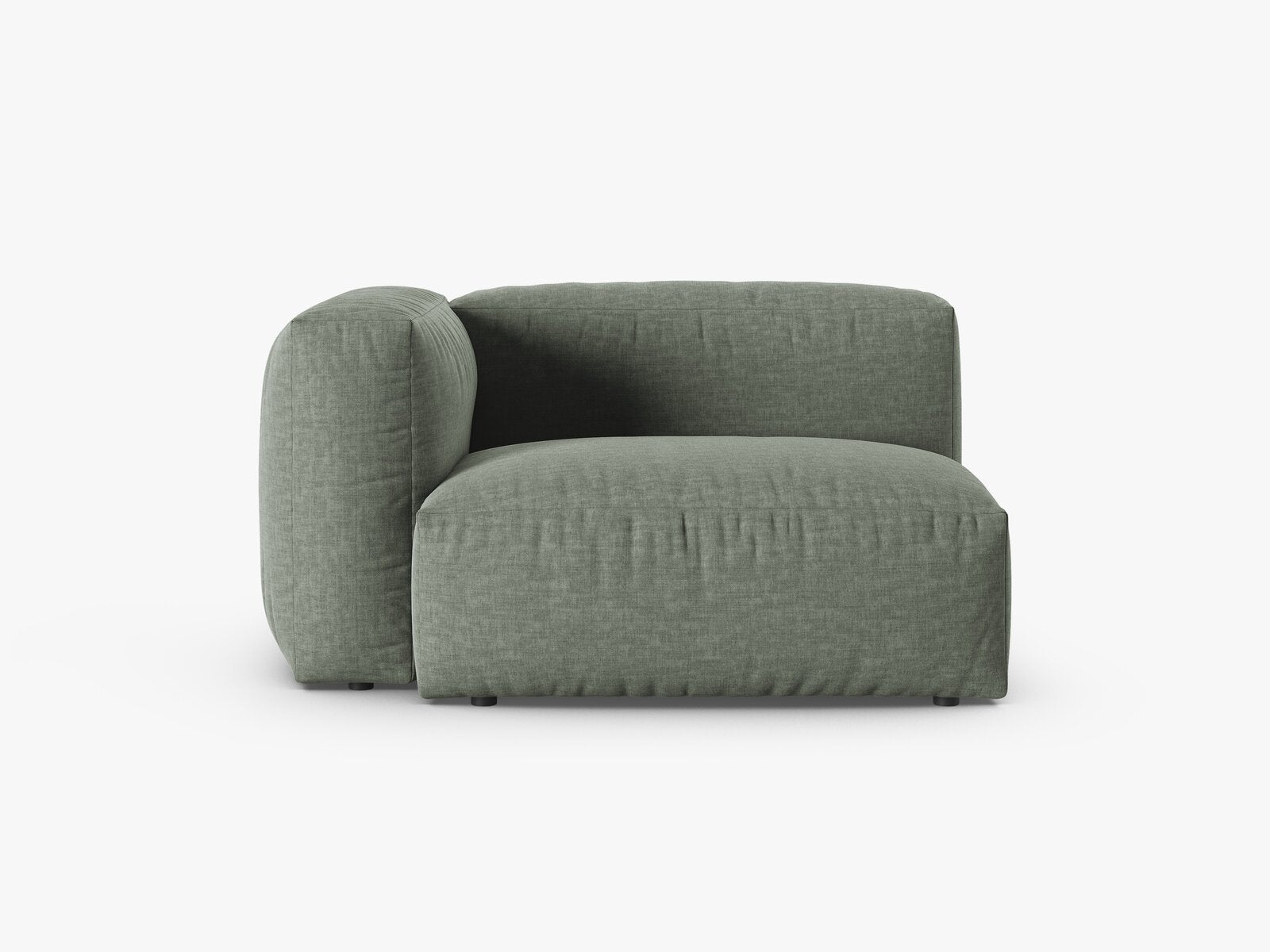 Micadoni Eckmodul mit Armlehne Martina 1-Sitzer 90cm Sitztiefe Links Strukturierter Stoff Boston Moßgrün