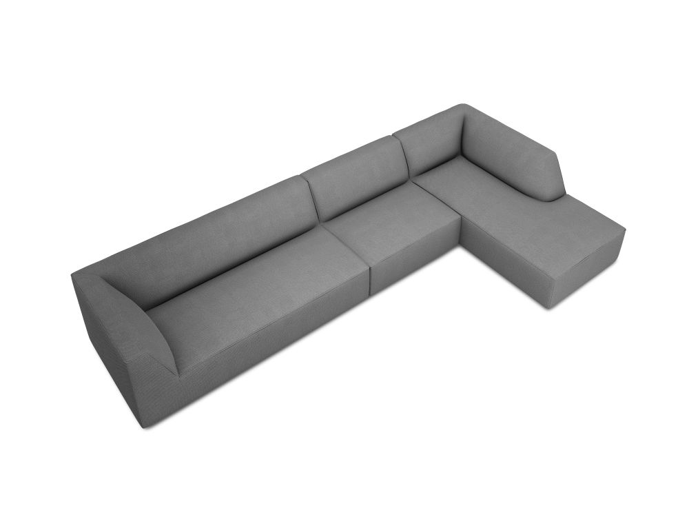 Cosmopolitan Design Ecksofa Siena 5-Sitzer Strukturierter Stoff Ottawa Grau Rechts