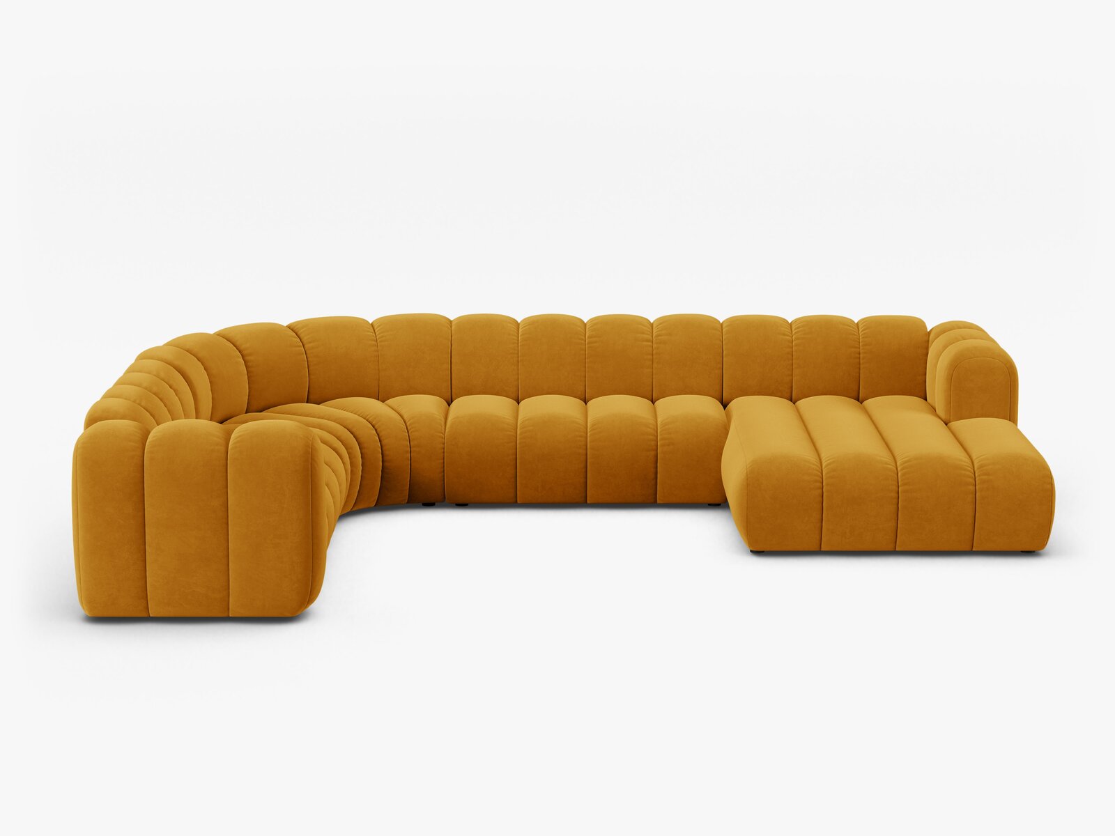Micadoni Modulares Panorama Ecksofa Lupine 6-Sitzer Links Samt Salvador Gelb