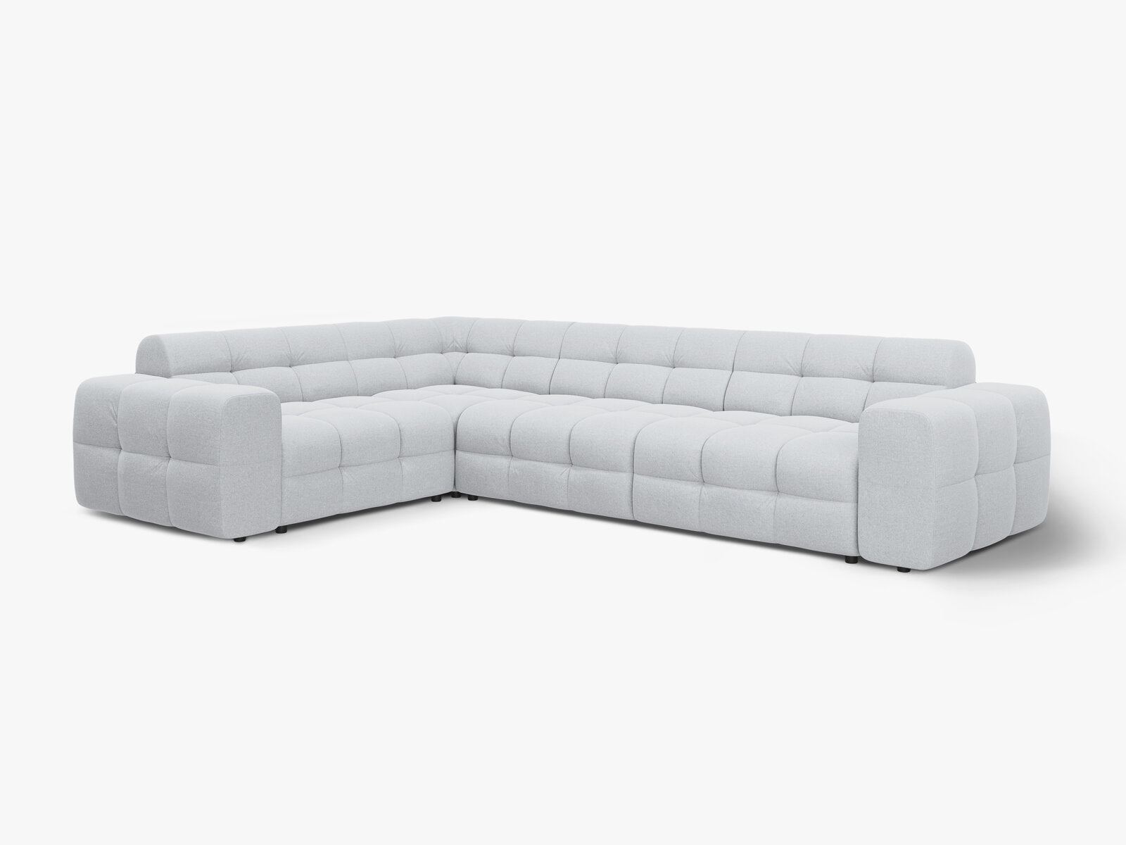 Micadoni Ecksofa Kendal 6-Sitzer Links Strukturierter Stoff Hellgrau
