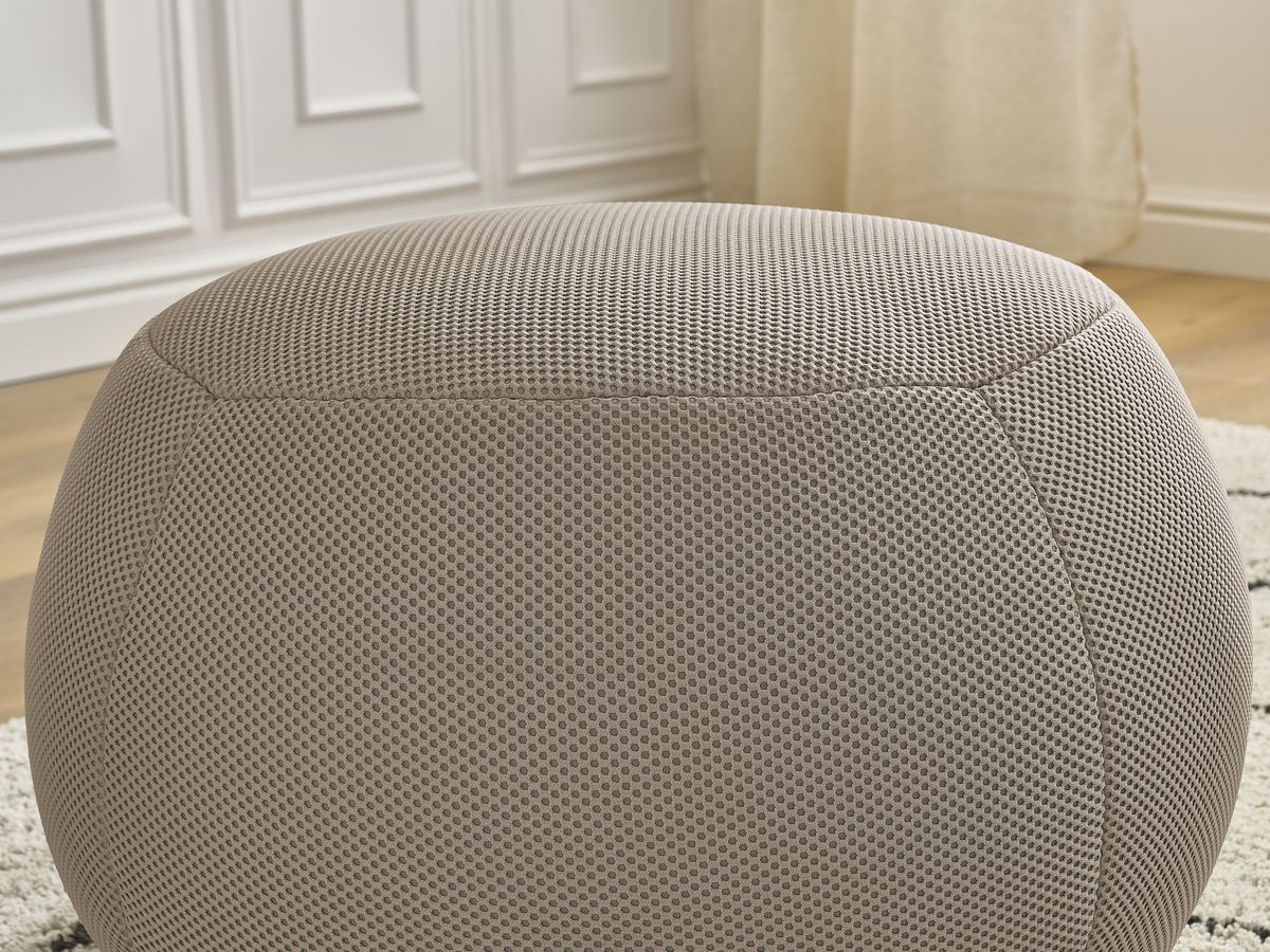 Bobochic Hayden Pouf, rund Mesh-Stoff Taupe, 60 cm