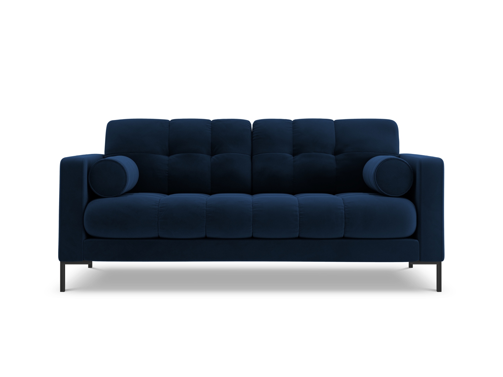 Cosmopolitan Design Sofa Bali 2-Sitzer Samt Bluvel Königsblau Beine Schwarzes Metall