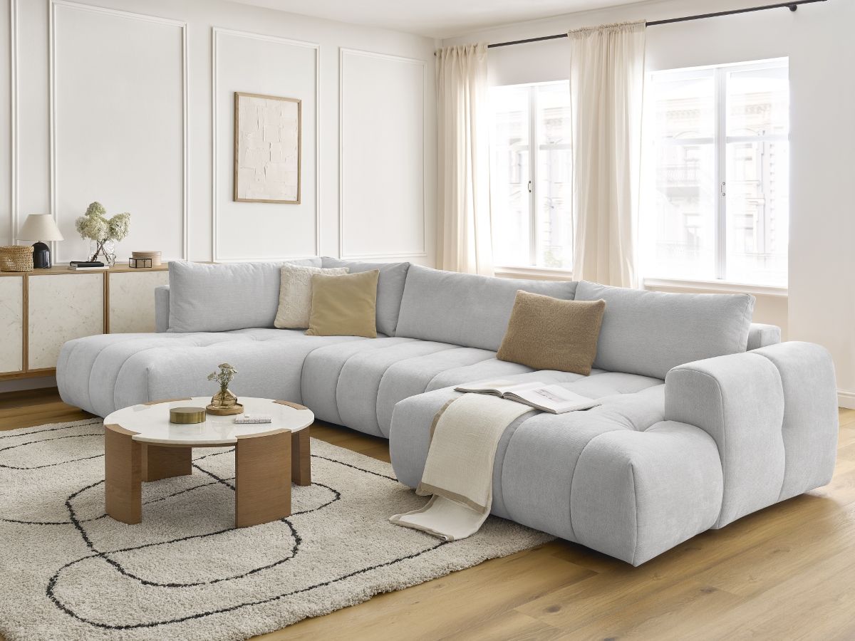 Bobochic Fuji Wohnlandschaft Stoff Hellgrau Ecke rechts
