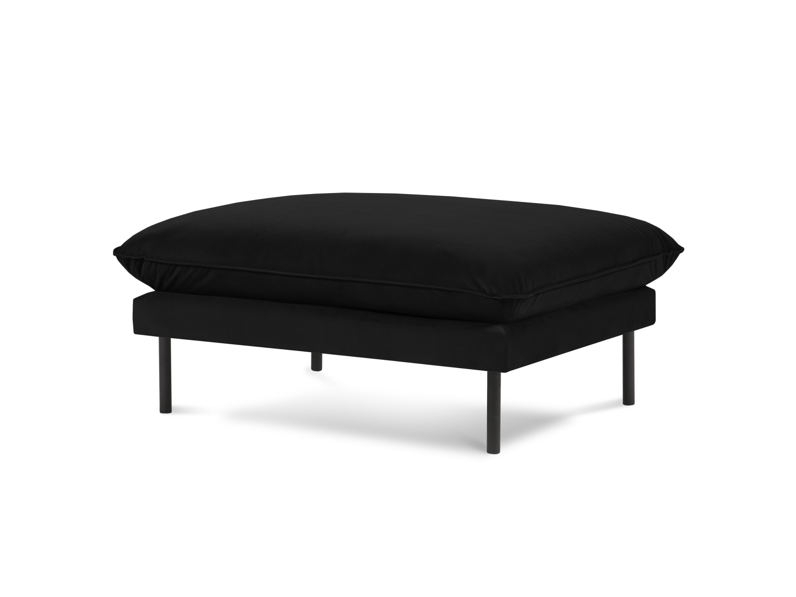 Cosmopolitan Design Pouf Vienna Samt Bluvel Schwarz Beine Schwarzes Metall