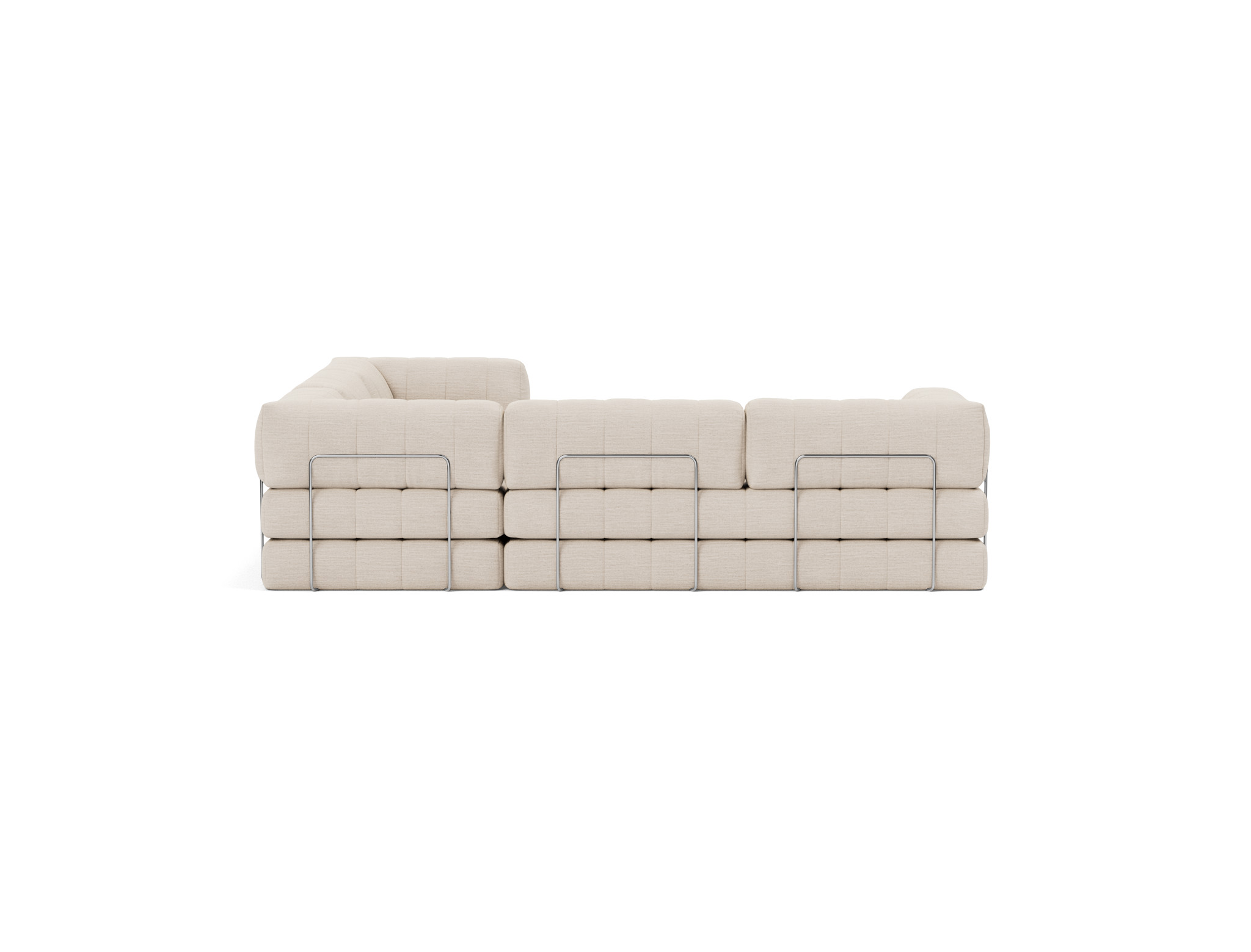 Eck-Schlafsofa CozyPad mit Armlehnen Webstoff Blida 612-Sand-Grey