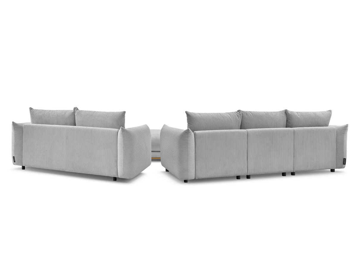 Bobochic Ernest Sofa 5-Sitzer mit Pouf Cordsamt Hellgrau