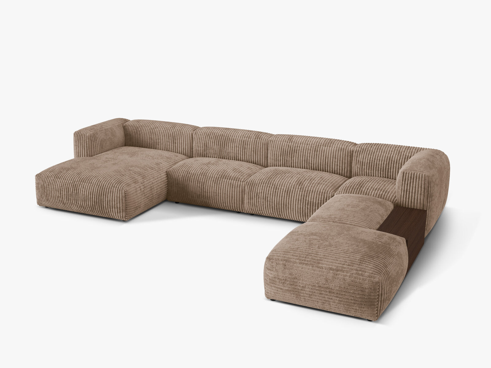 Micadoni Panorama-Ecksofa Martina 5-Sitzer Rechts Kord Eichel