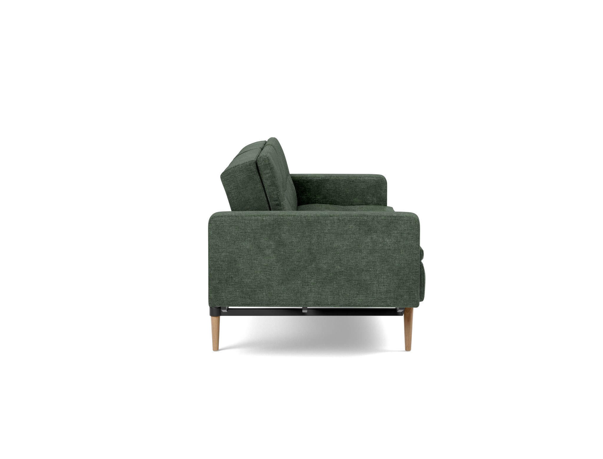 Schlafsofa Dublexo mit Armlehnen Flachgewebe Avella 281-Pine-Green Beine Styletto Eiche hell