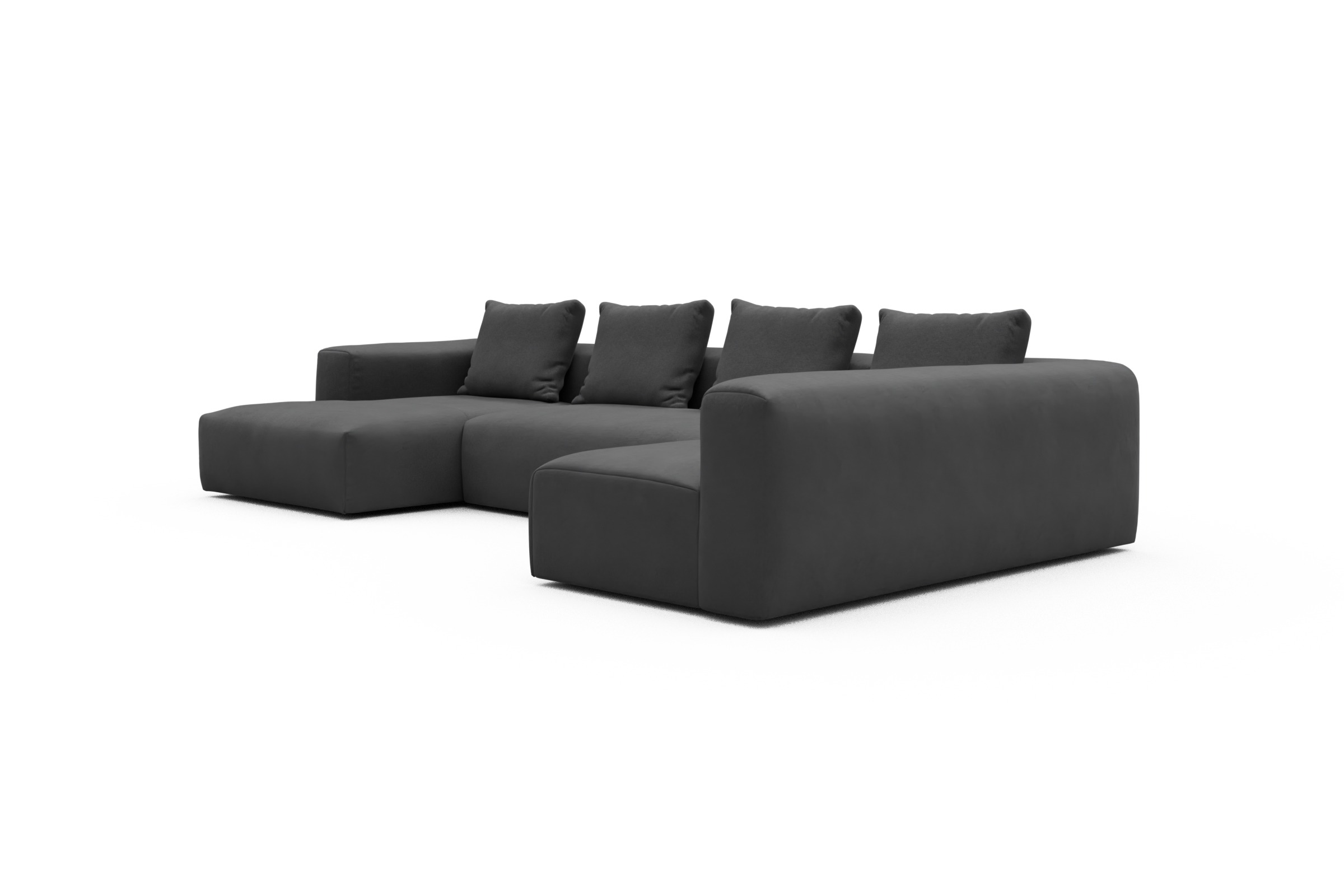 Wohnlandschaft Fred Chaiselongue links mit 2-Sitzer und lange Armlehne rechts Satya-Zinc