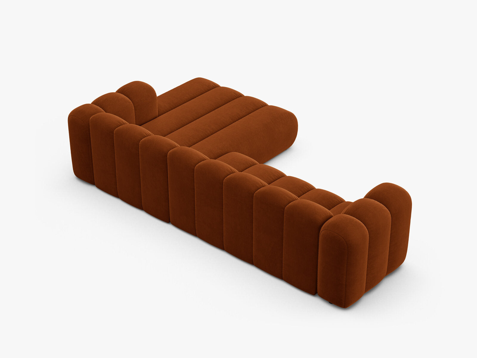 Micadoni Modulares Ecksofa Lupine 4-Sitzer Rechts Samt Salvador Terrakotta