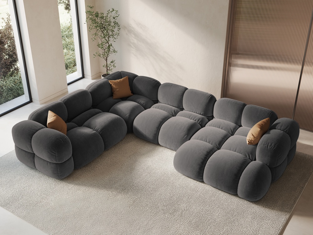 Cosmopolitan Design Panoramasofa Loretto 5-Sitzer Samt Vogue Grau Links