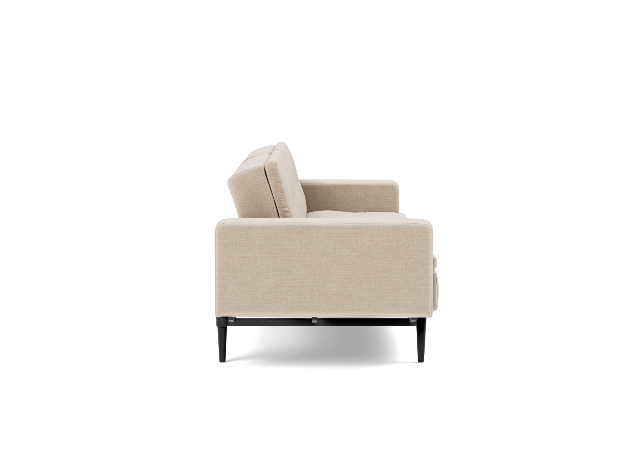 Schlafsofa Dublexo mit Armlehnen Chenille Esina 410-Almond-Beige Beine Styletto Eiche schwarz