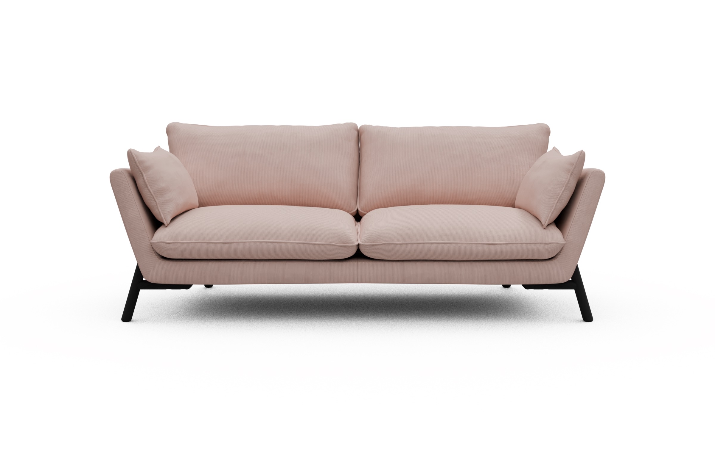 Skandi Home Sofa Emil 3-Sitzer Beinfarbe Eiche Schwarz Cordufine-Blush moebelfaktor