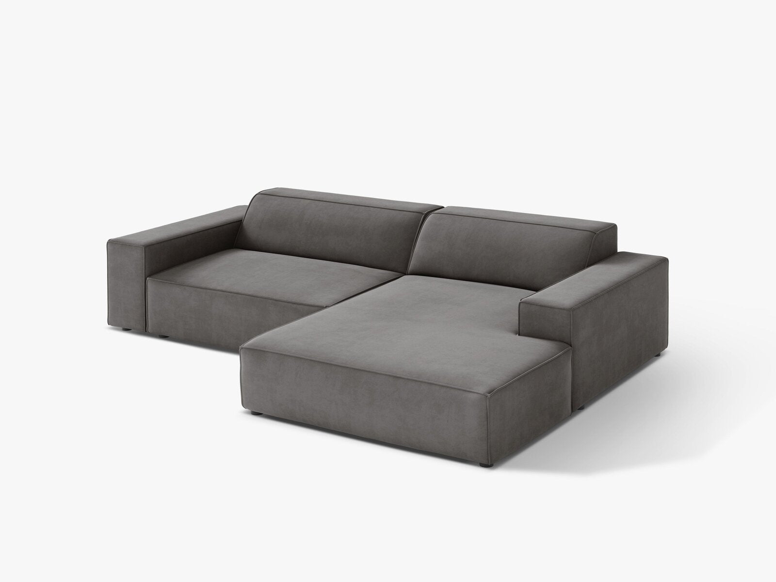 Micadoni Ecksofa Jodie 3-Sitzer Rechts Samt Bluvel Hellgrau